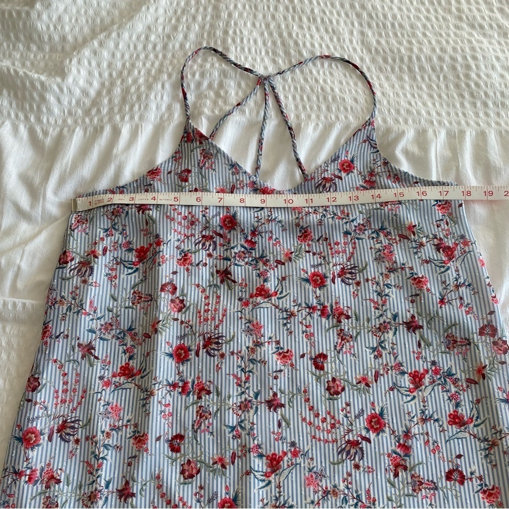 Aqua Floral Striped Mini Dress - white and Blue size medium - Picture 3 of 8